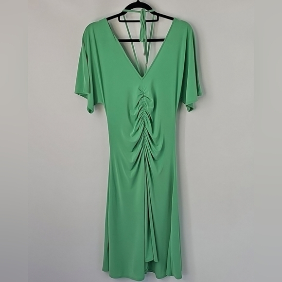 WHBM Lush Jade Rusched Front & Back Flowy Whimsy Flutter Dainty Dress Sz:Large - Picture 13 of 16